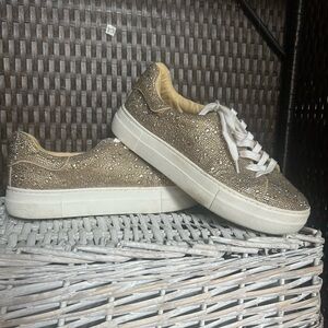 Betsey Johnson Gold Glitter Sneakers